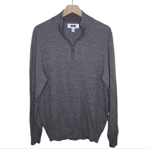 Joseph Abboud | Brown Honeycomb Textured Quarter Zip Merino Wool Blend Sweater